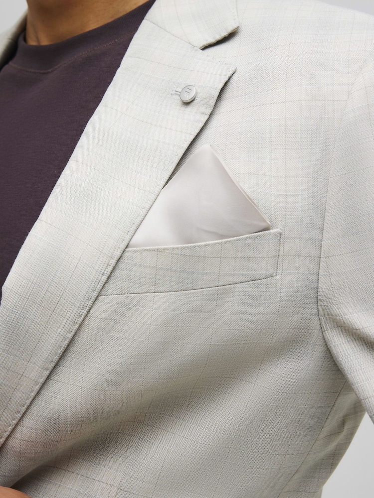 River Island Brown Skinny Fit Check Suit Jacket - Image 4 of 4