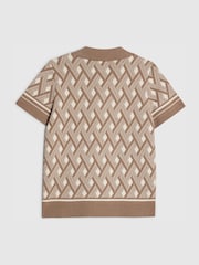 River Island Natural Geo Print Knitted Shirt - Image 4 of 6