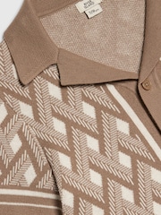 River Island Natural Geo Print Knitted Shirt - Image 6 of 6