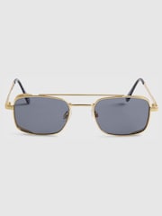 River Island Gold Flat Top Rectangle Sunglasses - Image 2 of 4