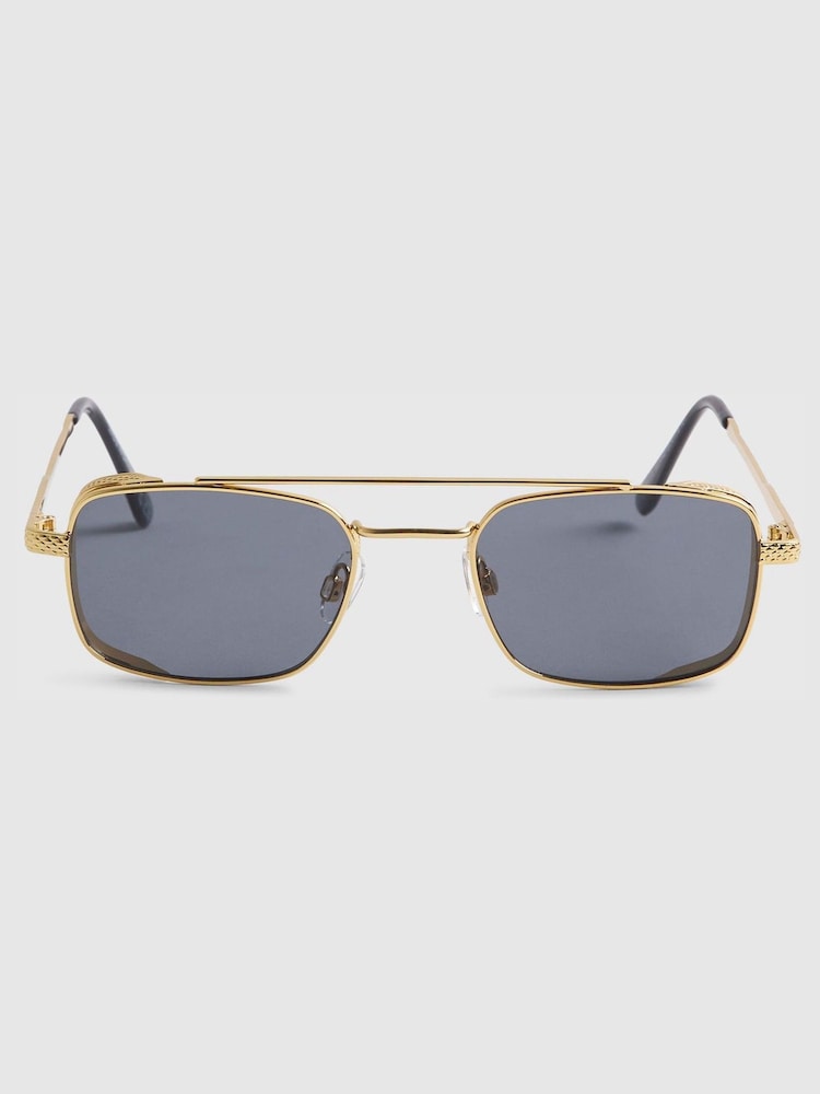 River Island Gold Flat Top Rectangle Sunglasses - Image 2 of 4