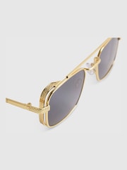 River Island Gold Flat Top Rectangle Sunglasses - Image 3 of 4