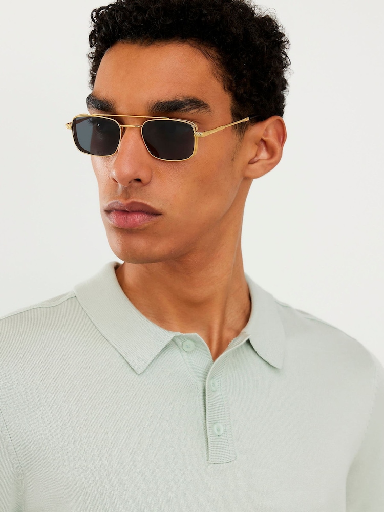 River Island Gold Flat Top Rectangle Sunglasses - Image 4 of 4