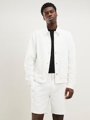 River Island White Slim Fit Textured Overshirt - Image 1 of 4