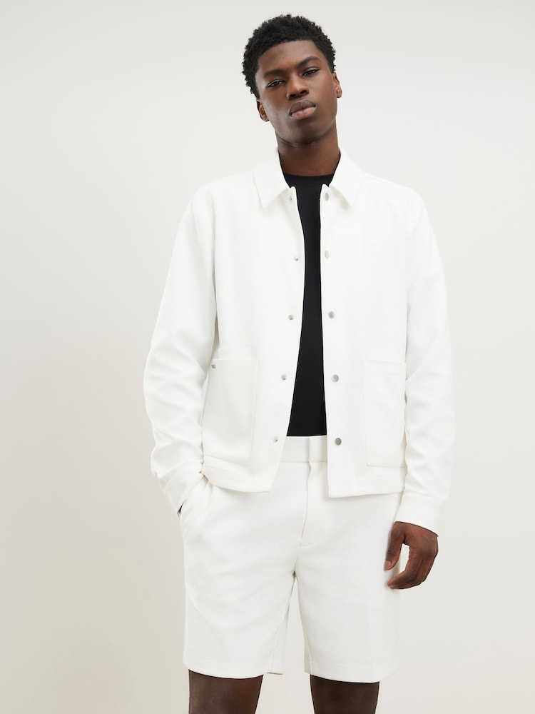 River Island White Slim Fit Textured Overshirt - Image 1 of 4