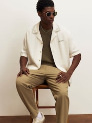 River Island Cream Floral Linen Blend Shirt - Image 1 of 4