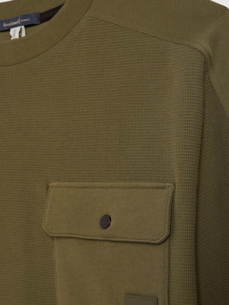 River Island Green Slim Fit Waffle Pocket T-Shirt - Image 5 of 5