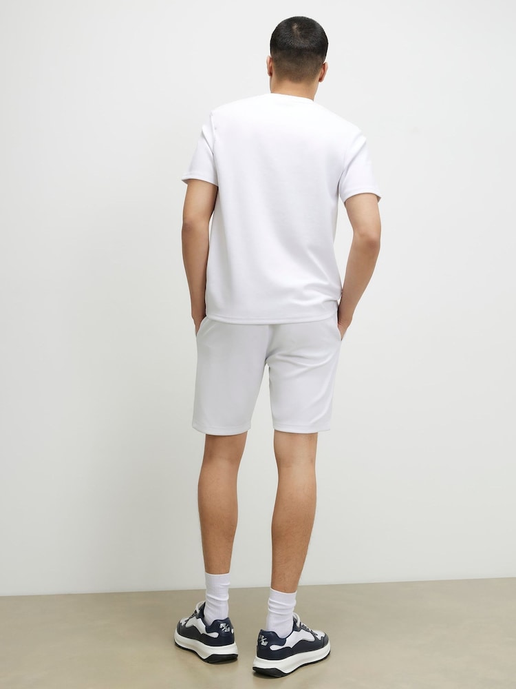 River Island White Slim Fit Interlock Jersey Shorts - Image 4 of 4 River Island White Slim Fit Interlock Jersey Shorts - Image 4 of 4