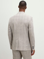 River Island Natural Slim Fit Linen Check Suit Jacket - Image 2 of 4