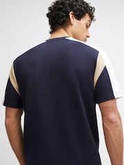 River Island Blue Slim Fit Colour Block T-Shirt - Image 2 of 4