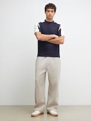 River Island Blue Slim Fit Colour Block T-Shirt - Image 3 of 4