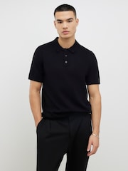 River Island Black Slim Fit Essential Polo Shirt - Image 1 of 4