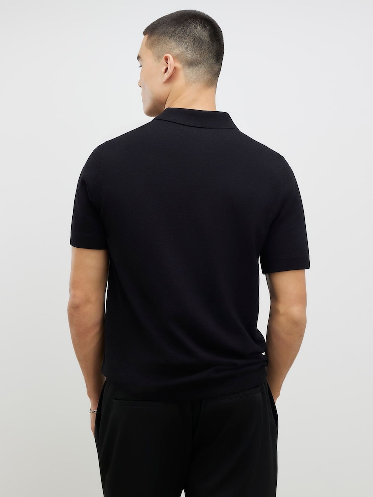 River Island Black Slim Fit Essential Polo Shirt - Image 2 of 4