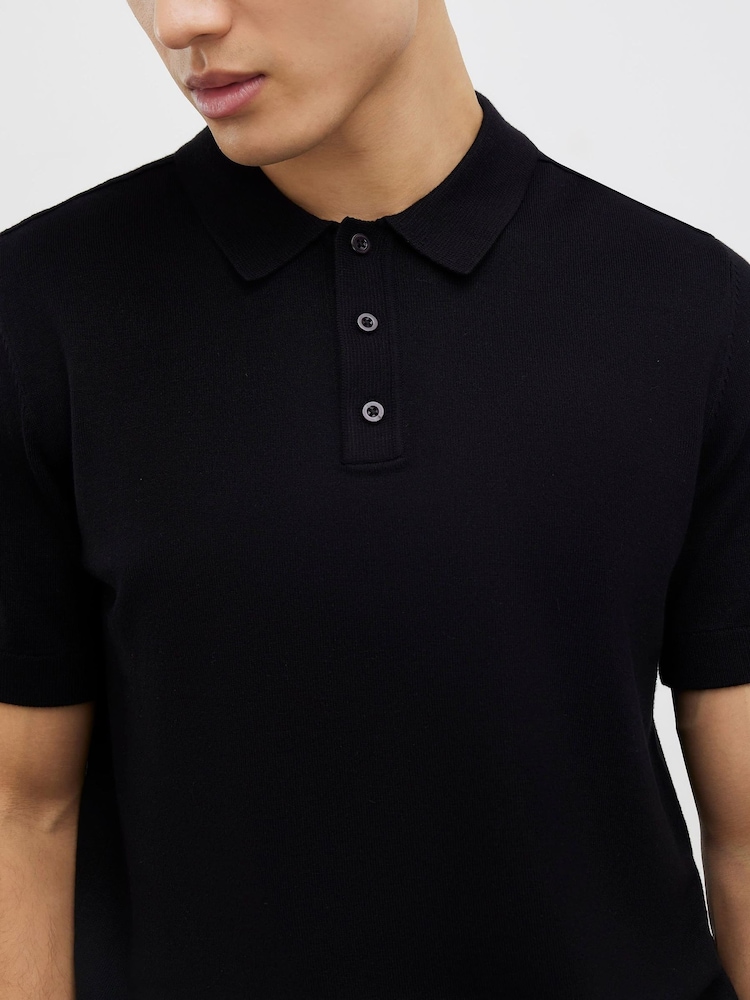 River Island Black Slim Fit Essential Polo Shirt - Image 4 of 4