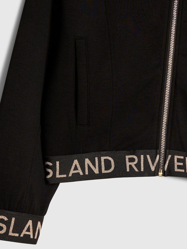 أسود - River Island Premium Clean Zip Through Hoodie - Image 4 of 4