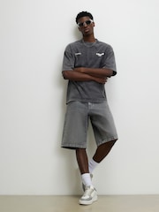 River Island Washed Denim Jorts Shorts - Image 1 of 4