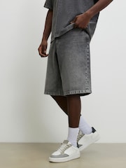 River Island Washed Denim Jorts Shorts - Image 2 of 4