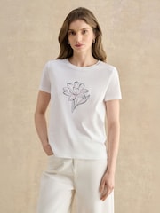 Hobbs White Pixie Print T-Shirt - Image 1 of 5