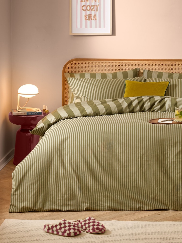 Furn Green The Ultimate Stripe Reversible Duvet Cover and Pillowcase Set - Image 4 of 4
