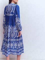 Boden Blue Boho Tie Neck Kaftan - Image 3 of 5