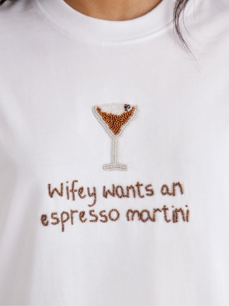 Six Stories White Espresso Slogan T-Shirt - Image 5 of 5