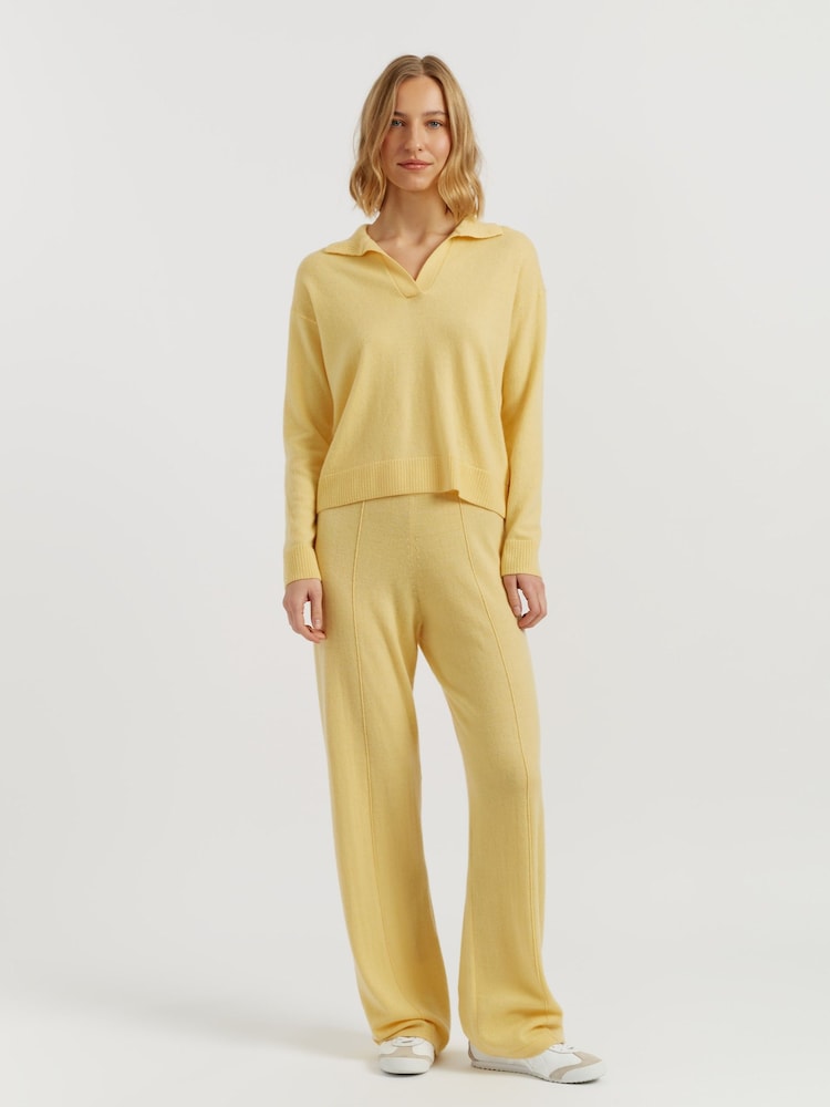 Chinti & Parker Yellow Soft Wool Cashmere Collared Sweat Top - Image 2 of 4