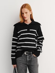 FRAME Black The Easy Sailor Knit Jumper - Image 1 of 6