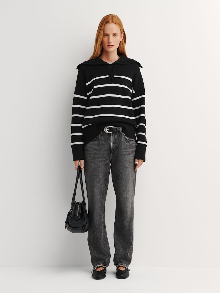 FRAME Black The Easy Sailor Knit Jumper - Image 2 of 6 FRAME Black The Easy Sailor Knit Jumper - Image 2 of 6