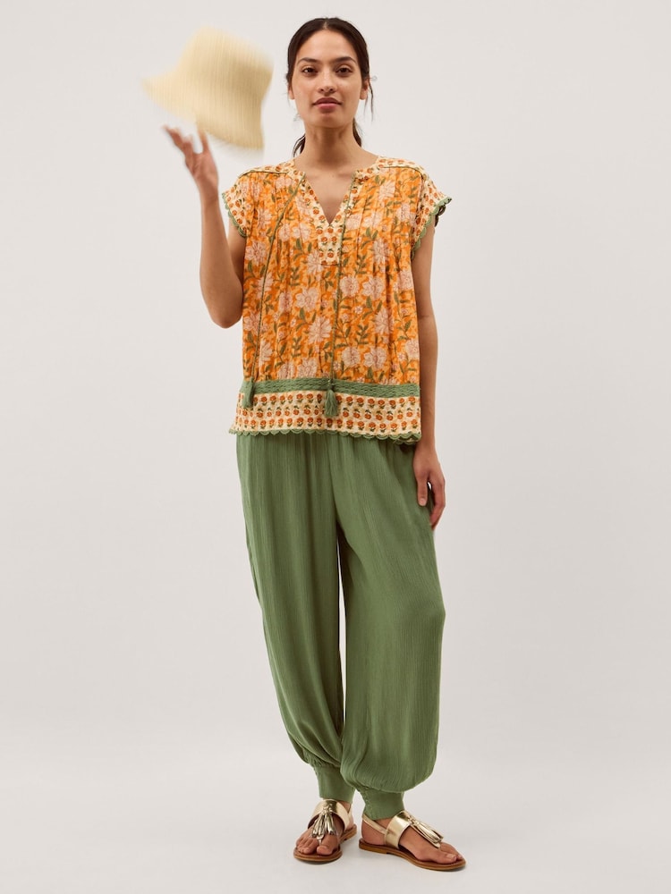 Monsoon Green Reese Shirred Harem Trousers - Image 1 of 5