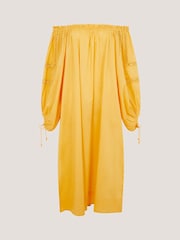 Monsoon Yellow Lola Off The Shoulder Cotton Midi Dress - Image 5 of 5