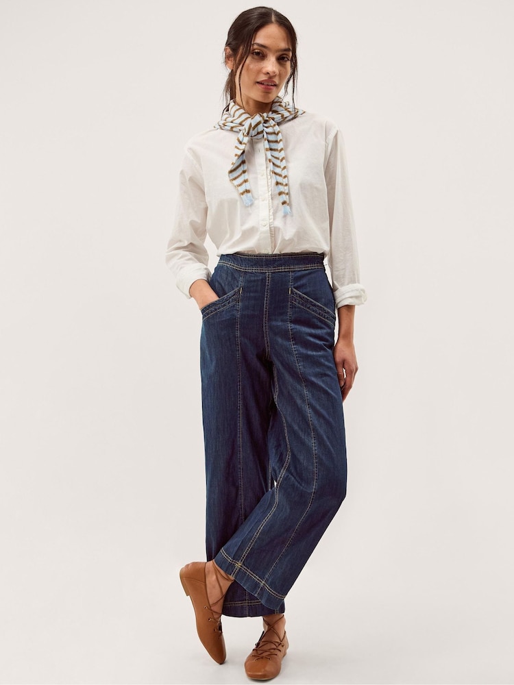 Monsoon Blue Harper Short Wide Leg Jeans - Image 1 of 3