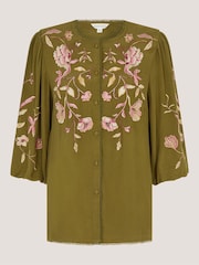 Monsoon Green Amelie Floral Embroidered Blouse - Image 5 of 5