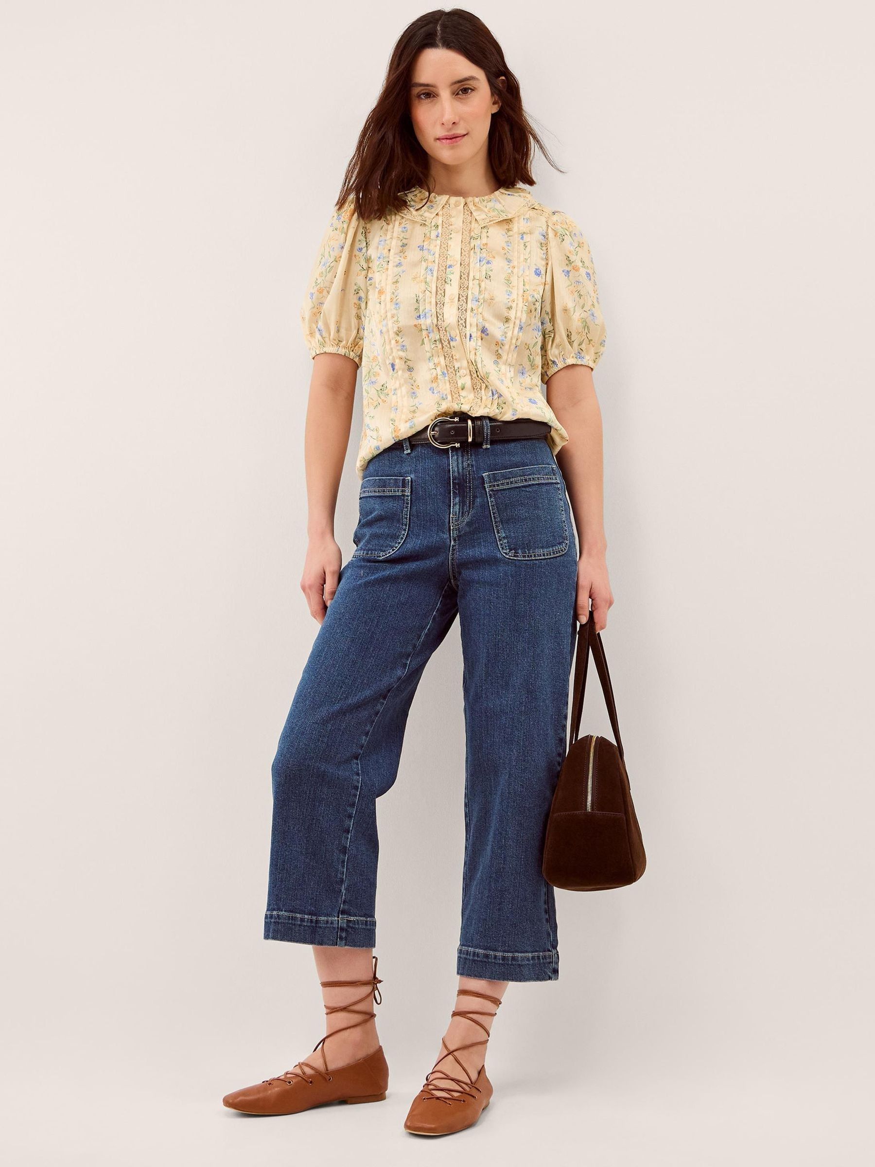 Buy Monsoon Lemon Yellow Naomi Puff Short Sleeve Floral Lace