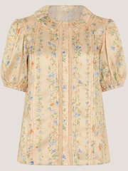 Monsoon Yellow Naomi Puff Sleeve Floral Lace Blouse - Image 5 of 5
