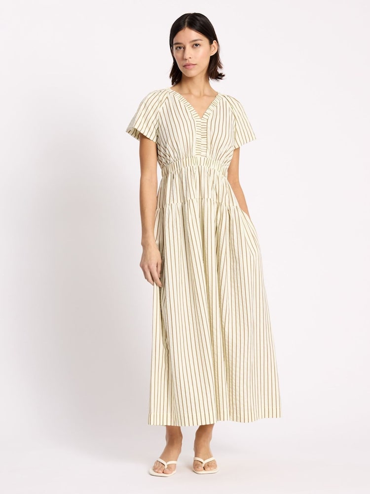 Albaray Natural Stripe V-Neck Dress - Image 1 of 4