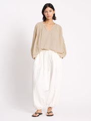 Albaray Cream Anna Unwin Crinkle Cotton Kaftan Top - Image 3 of 7