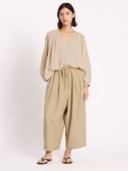 Albaray Cream Anna Unwin Crinkle Cotton Kaftan Top - Image 4 of 7