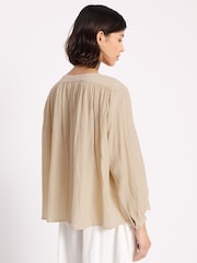 Albaray Cream Anna Unwin Crinkle Cotton Kaftan Top - Image 6 of 7