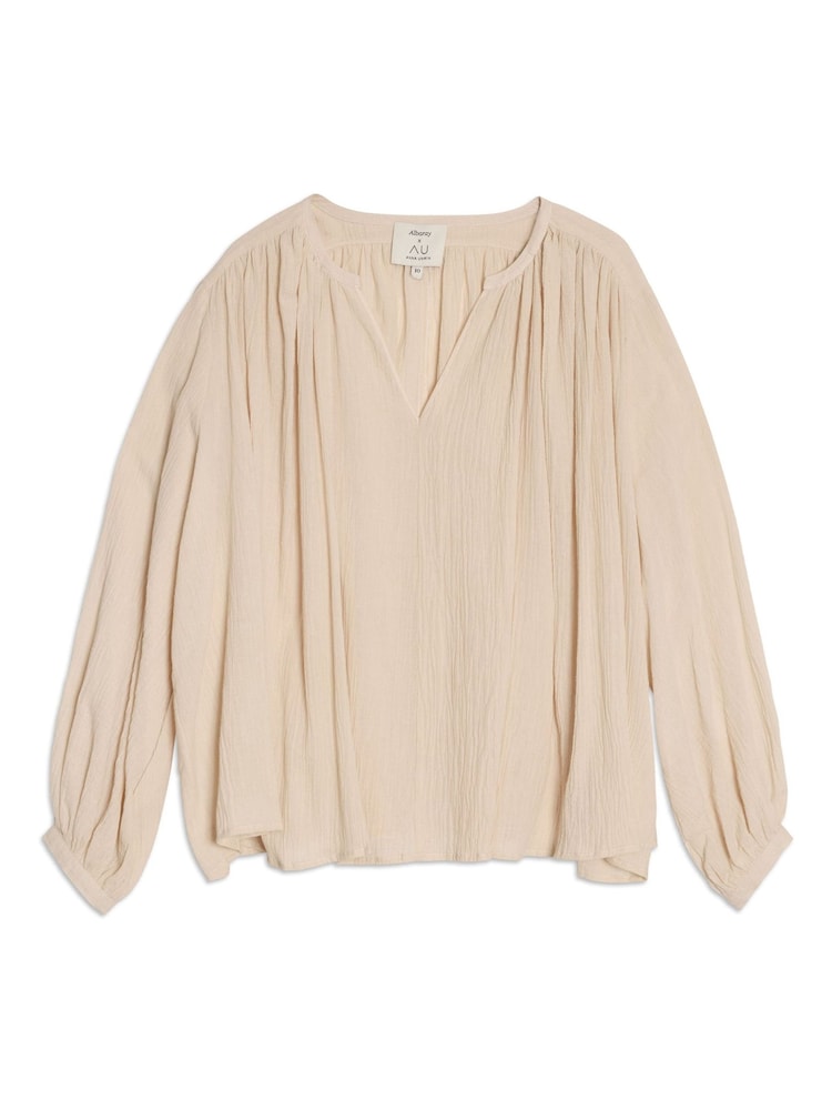 Albaray Cream Anna Unwin Crinkle Cotton Kaftan Top - Image 7 of 7