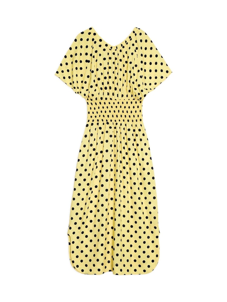 Albaray Yellow Iconic Spot Shirred Waist Dress - Image 6 of 6