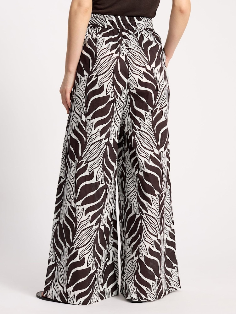 Albaray Brown Wide Leg Mono Palm Trousers - Image 2 of 6