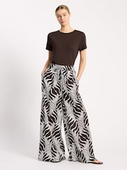 Albaray Brown Wide Leg Mono Palm Trousers - Image 4 of 6