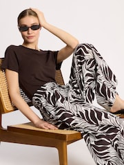 Albaray Brown Wide Leg Mono Palm Trousers - Image 5 of 6