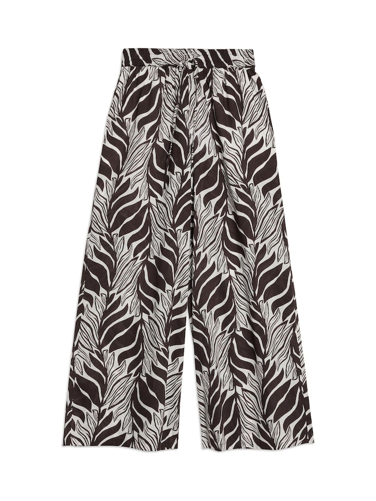 Albaray Brown Wide Leg Mono Palm Trousers - Image 6 of 6