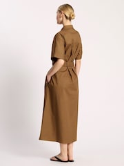 Albaray Brown Cotton Sateen Shirt Dress - Image 2 of 4