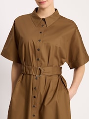 Albaray Brown Cotton Sateen Shirt Dress - Image 3 of 4