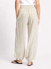Albaray Cream Balloon Leg Linen Stripe Trousers - Image 2 of 6