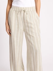 Albaray Cream Balloon Leg Linen Stripe Trousers - Image 3 of 6