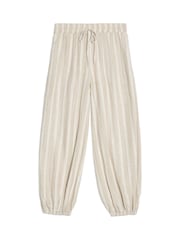 Albaray Cream Balloon Leg Linen Stripe Trousers - Image 6 of 6