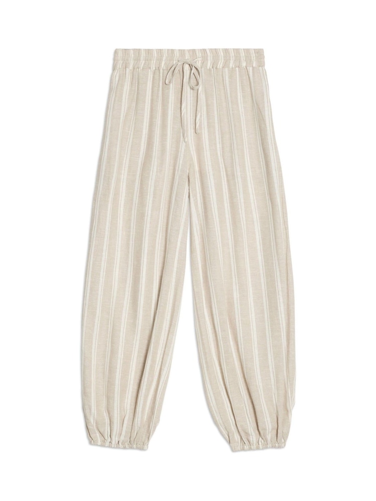 Albaray Cream Balloon Leg Linen Stripe Trousers - Image 6 of 6